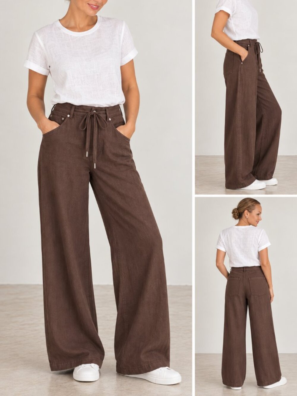 BLANKNYC Brown Wide-Leg Linen Blend Pants – Size 27